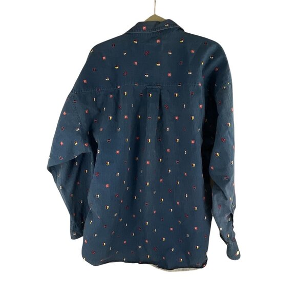 Chaps Ralph Lauren Mens Long Sleeve Button-Up Shirt Nautical Print XL Cotton - Picture 3 of 6